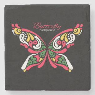 Background with beautiful butterfly. tattoo illust stone coaster