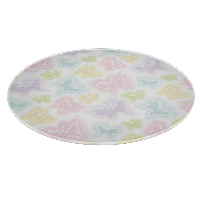 Background with butterflies in watercolor cutting board (Corner)