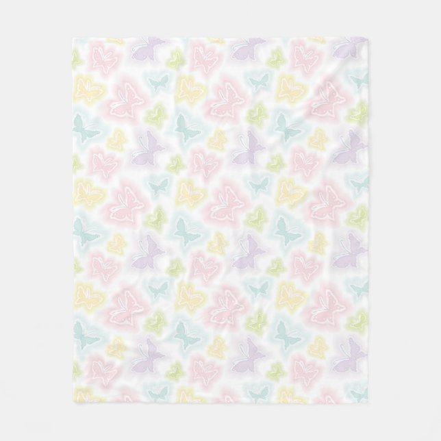 Background with butterflies in watercolor fleece blanket (Front)