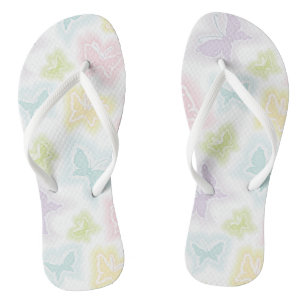 Background with butterflies in watercolor flip flops