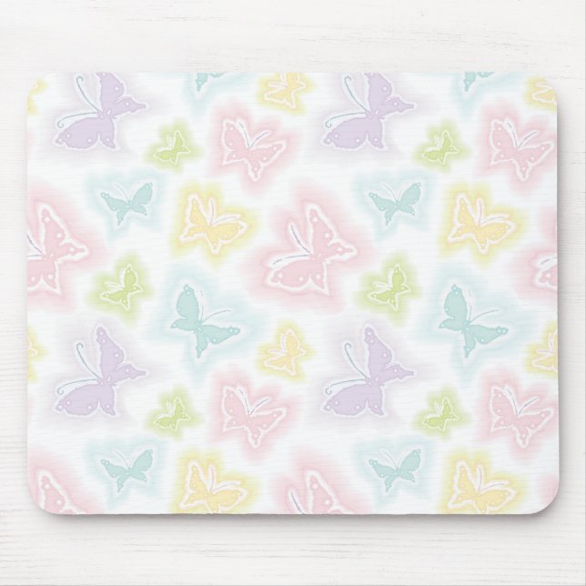 Background with butterflies in watercolor mouse pad (Front)
