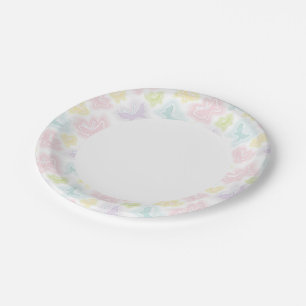 Background with butterflies in watercolor paper plate