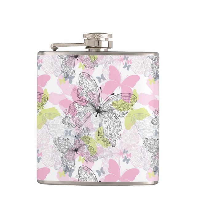 Background with butterfly hip flask (Front)