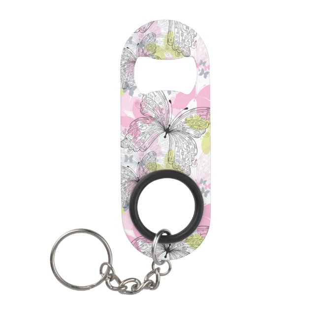 Background with butterfly keychain bottle opener (Front)