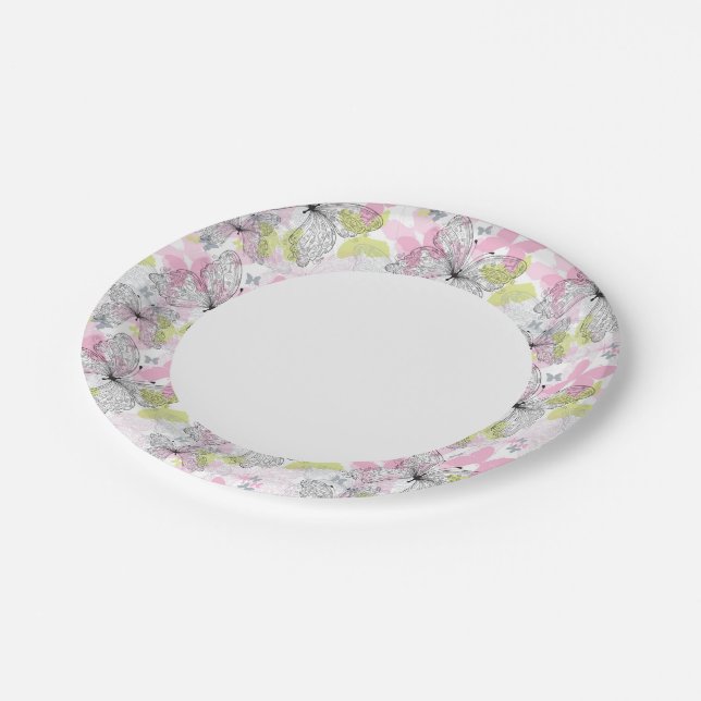 Background with butterfly paper plate (Angled)