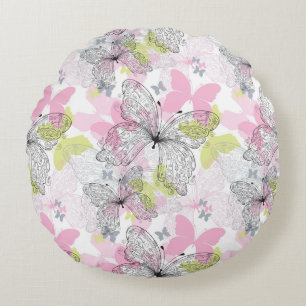 Background with butterfly round pillow