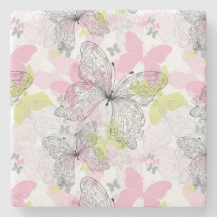 Background with butterfly stone coaster