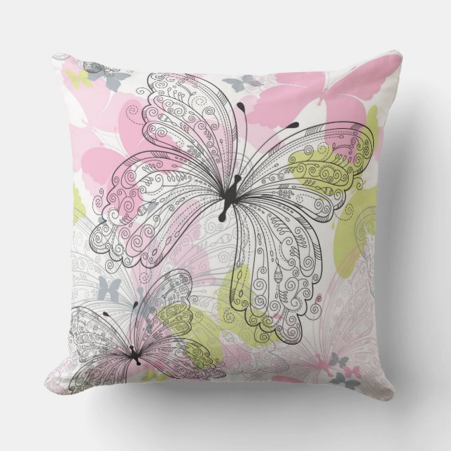 Background with butterfly throw pillow (Front)