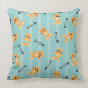 background with cats throw pillow