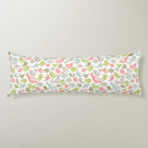 background with colourful birds ornament body pillow