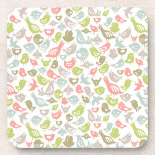 background with colourful birds ornament coaster
