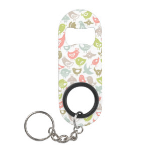 background with colourful birds ornament mini bottle opener
