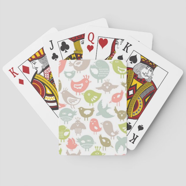 background with colourful birds ornament playing cards (Back)