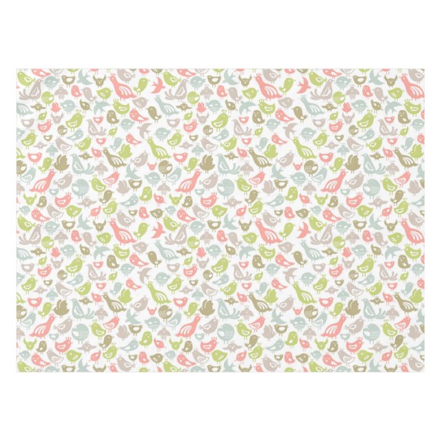 background with colourful birds ornament tablecloth (Front (Horizontal))