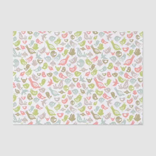 background with colourful birds ornament tissue paper (Front)