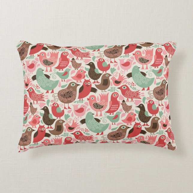 background with cute birds accent pillow (Front)