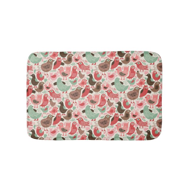 background with cute birds bath mat (Front)