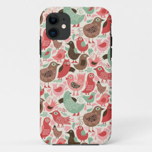 background with cute birds iPhone 11 case