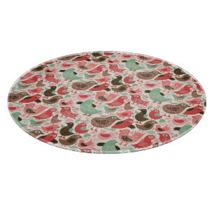 background with cute birds cutting board