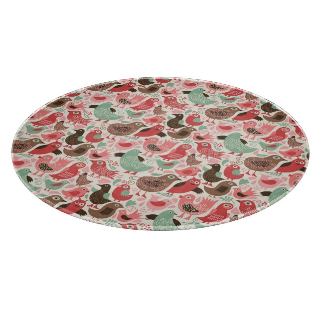 background with cute birds cutting board (Corner)