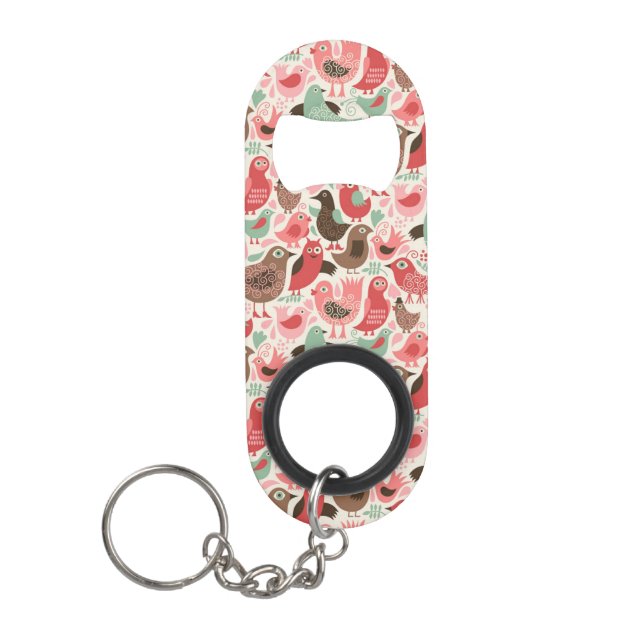background with cute birds mini bottle opener (Front)