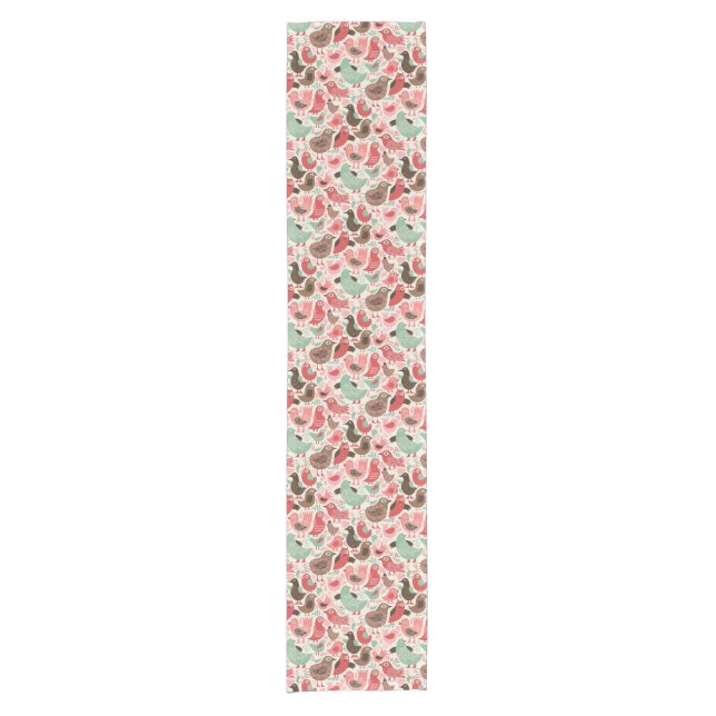 background with cute birds short table runner (Front)