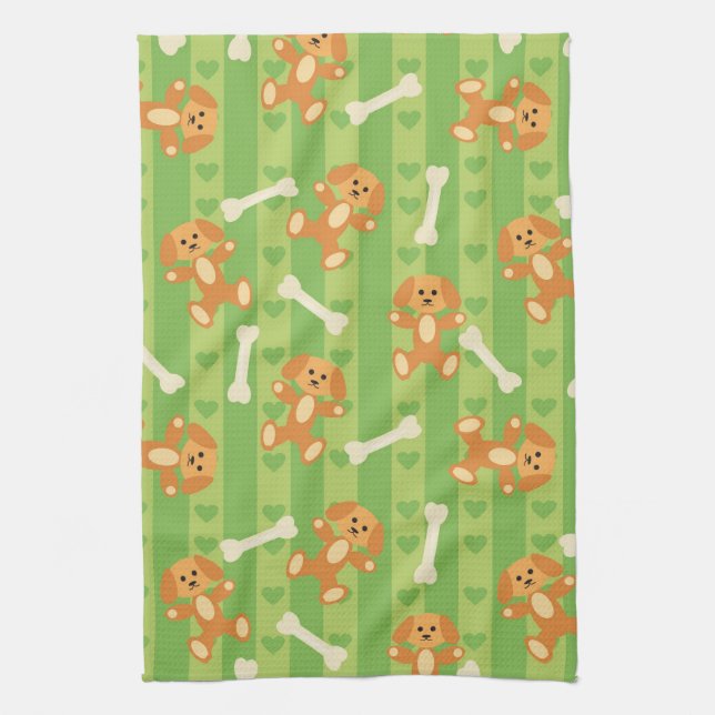 background with dogs and bones kitchen towel (Vertical)