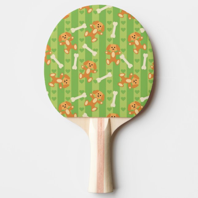 background with dogs and bones ping pong paddle (Front)