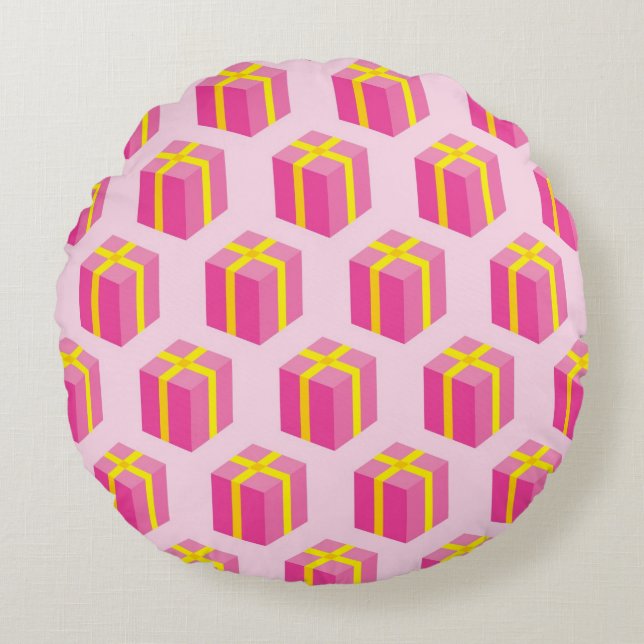 Background with gifts round pillow (Front)