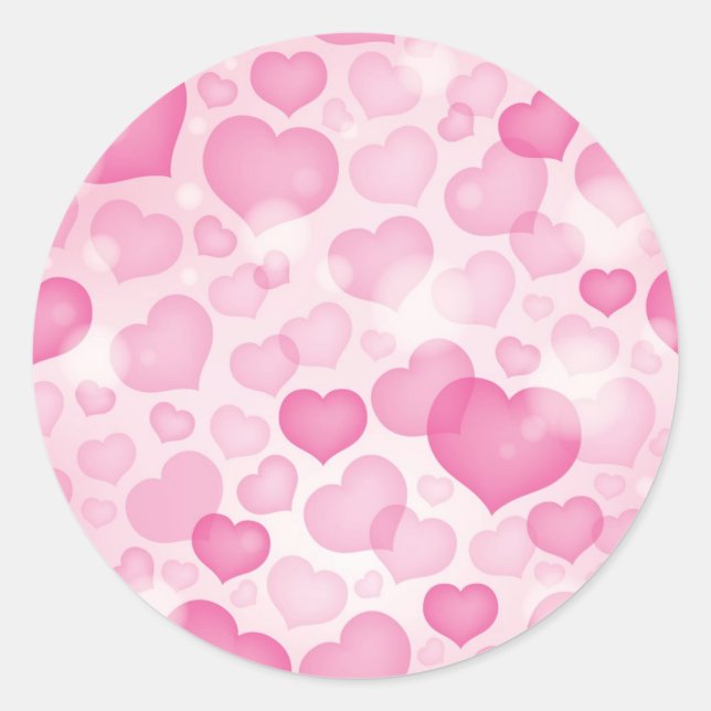 Background with Hearts Classic Round Sticker (Front)