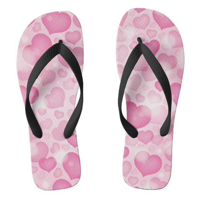 Background with Hearts Flip Flops (Footbed)