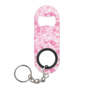 Background with Hearts Mini Bottle Opener