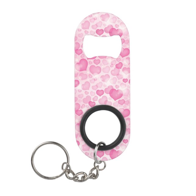 Background with Hearts Mini Bottle Opener (Front)