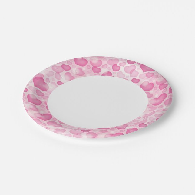 Background with Hearts Paper Plate (Angled)