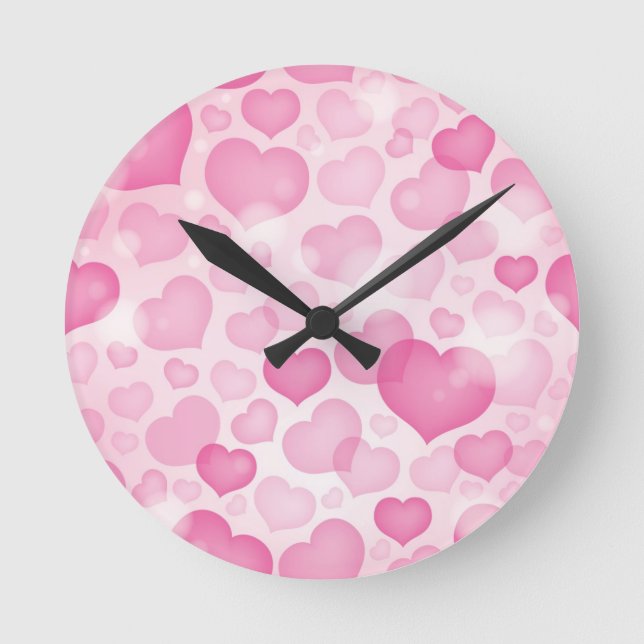 Background with Hearts Round Clock (Front)