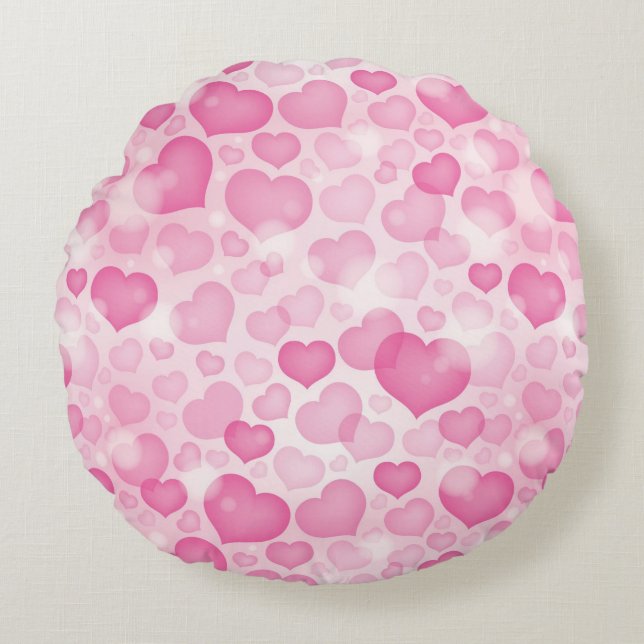 Background with Hearts Round Pillow (Front)