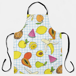Background with juicy fruits. Seamless fruit patte Apron