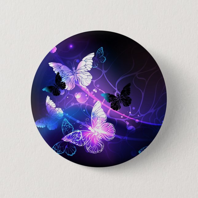 Background with Night Butterflies 2 Inch Round Button (Front)