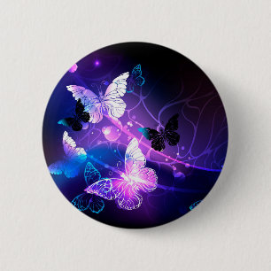 Background with Night Butterflies 2 Inch Round Button