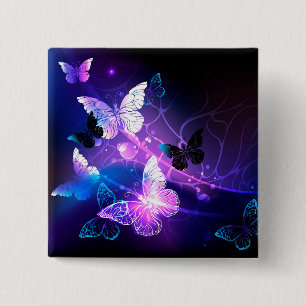 Background with Night Butterflies 2 Inch Square Button