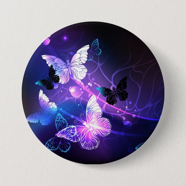 Background with Night Butterflies 3 Inch Round Button (Front)