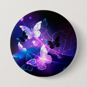 Background with Night Butterflies 3 Inch Round Button