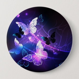 Background with Night Butterflies 4 Inch Round Button