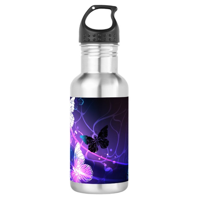 Background with Night Butterflies 532 Ml Water Bottle (Front)