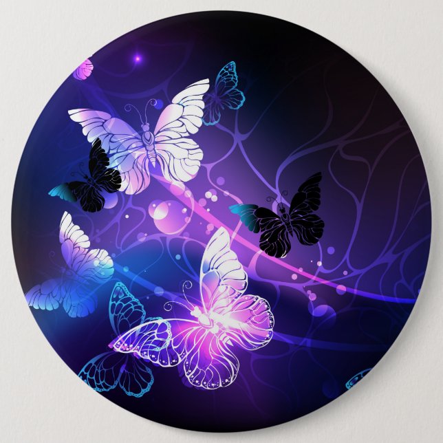 Background with Night Butterflies 6 Inch Round Button (Front)