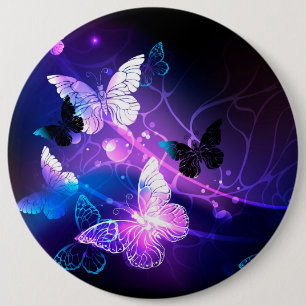 Background with Night Butterflies 6 Inch Round Button