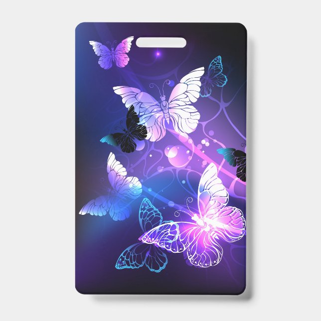 Background with Night Butterflies Badge (Front)