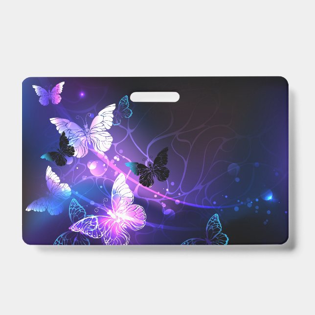 Background with Night Butterflies Badge (Front)