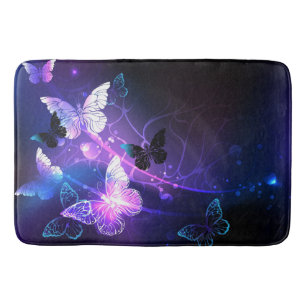 Background with Night Butterflies Bath Mat