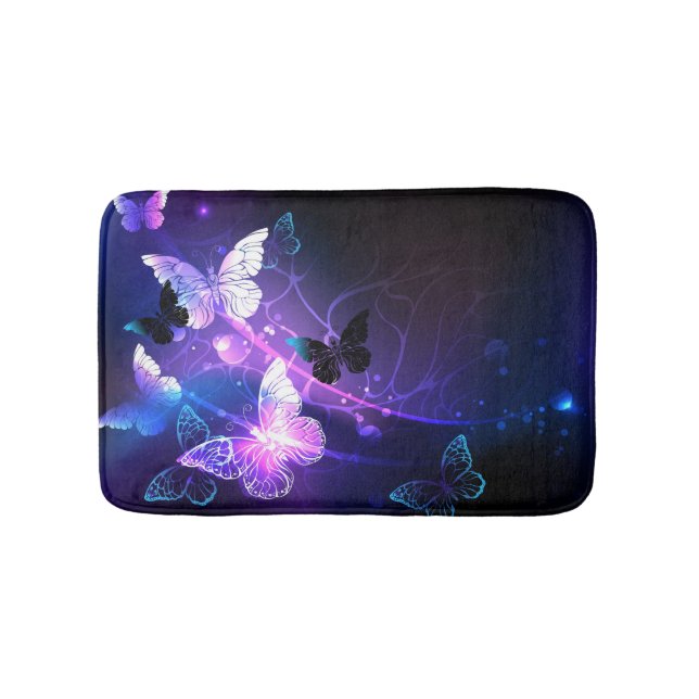 Background with Night Butterflies Bath Mat (Front)